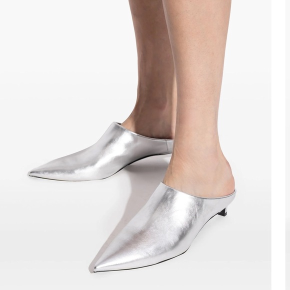 Nordstrom Rack Silver Kitten Heeled Mules - Picture 11 of 12